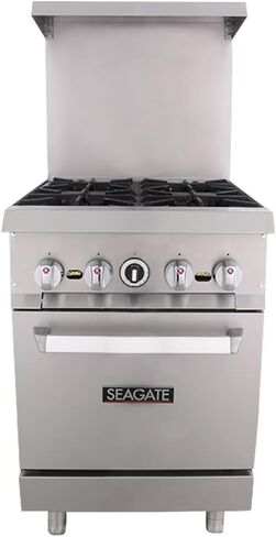 Seagate ، SGR-4-24 ، مجموعة مطبخ المطعم التجاري ، الغاز الطبيعي ، (4) 30،000 BTU الموقد الحديد الزهر الثقيل ، (1) 32000 فرن البورسلين | 24 " in Saudi Arabia