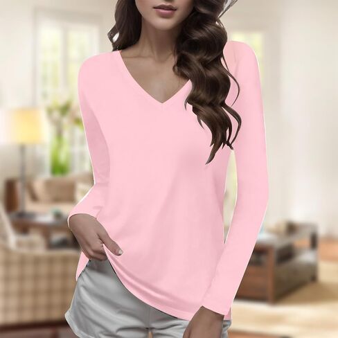 Women's Lightweight Base Layer Top Long Sleeve Plus Size Business Casual Tops for Women in Saudi Arabia