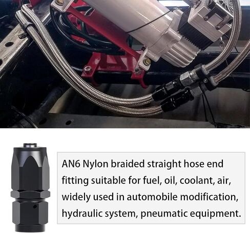 AN6 180 Degree Hose End Fitting Elbow Bend Swivel Connector for Braided Nylon Aluminum Black 2PCS in Saudi Arabia