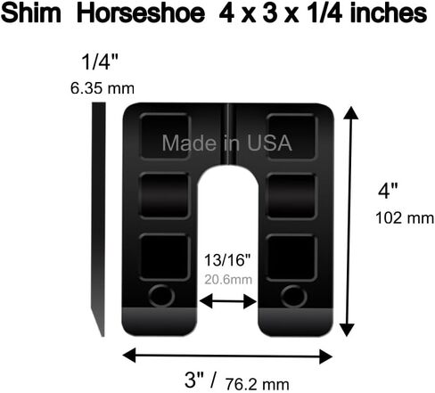 BFS Plastic Shim U Horseshoe 3" x 4" x (1/16" -1/8" – 1/4"), Leveling Shims for Windows & Doors, Made in USA, Free & Quick Shipping – Stackshim BFSEALS (100, 1/16) in Kuwait