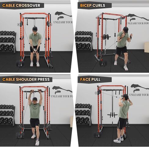 Power Cage, Squat Rack with Cable Crossover System, 2000LBS Power Rack with LAT Pull Down System, Workout Cage with Pulley System for Fitness Home Gym in Saudi Arabia