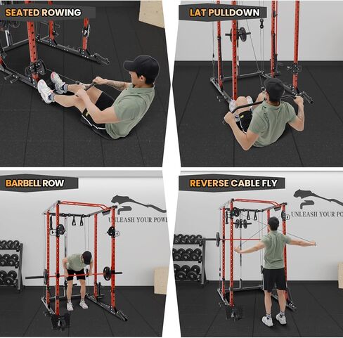 Power Cage, Squat Rack with Cable Crossover System, 2000LBS Power Rack with LAT Pull Down System, Workout Cage with Pulley System for Fitness Home Gym in Saudi Arabia