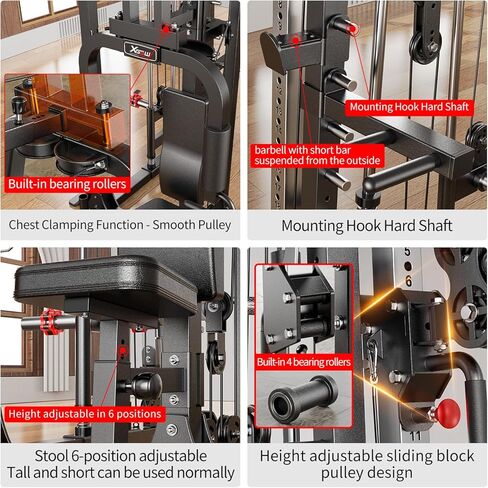 Smith Machine，Multi-Function Squat Rack Power Cage with Cable Crossover System,with Optional Weight Bench, Olympic Barbell Weight Set, for Home Gym in Kuwait