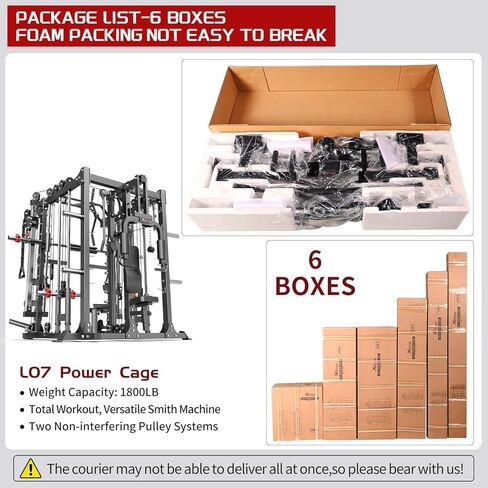 Smith Machine，Multi-Function Squat Rack Power Cage with Cable Crossover System,with Optional Weight Bench, Olympic Barbell Weight Set, for Home Gym in Kuwait