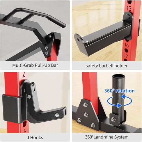 Power Cage Multi-Function Power Rack with Cable Crossover System,1800 LBS Capacity Squat Rack with Weight Bench,for Home Gym in Kuwait