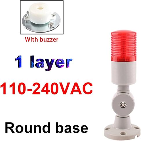 1 Layer 45mm 24v 220v Steady Flash Light LED Signal Tower Light Multi-Layers Stack Alarm Lights Warning for Industrial Machine(24V DC-Round Base-Buzzer) in Saudi Arabia