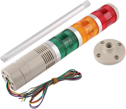 DC 12V 24V 110V 220V البرج الصناعي تحذير إشارة مؤشر LED مصباح LED ضوء فلاش مع الجرس (ضوء ثابت 12 فولت) in Kuwait