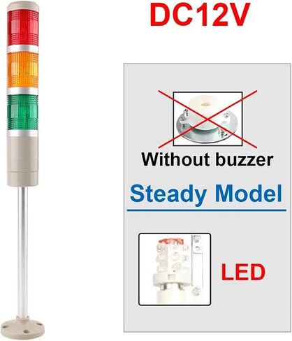 DC 12V 24V 110V 220V البرج الصناعي تحذير إشارة مؤشر LED مصباح LED ضوء فلاش مع الجرس (ضوء ثابت 12 فولت) in Kuwait