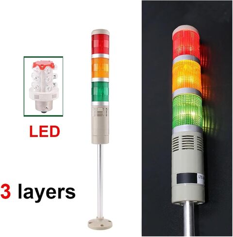 DC 12V 24V 110V 220V البرج الصناعي تحذير إشارة مؤشر LED مصباح LED ضوء فلاش مع الجرس (ضوء ثابت 12 فولت) in Kuwait