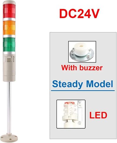 DC 12V 24V 110V 220V البرج الصناعي تحذير إشارة مؤشر LED مصباح LED ضوء فلاش مع الجرس (ضوء ثابت 12 فولت) in Kuwait