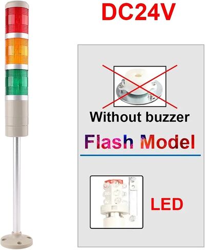 DC 12V 24V 110V 220V البرج الصناعي تحذير إشارة مؤشر LED مصباح LED ضوء فلاش مع الجرس (ضوء ثابت 12 فولت) in Kuwait