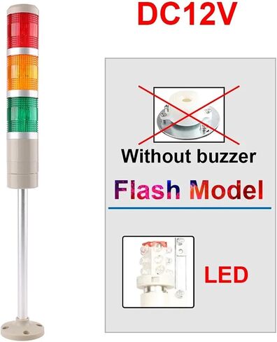 DC 12V 24V 110V 220V البرج الصناعي تحذير إشارة مؤشر LED مصباح LED ضوء فلاش مع الجرس (ضوء ثابت 12 فولت) in Kuwait