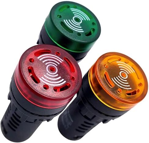 5pcs Buzzer Intermittent Sound LED Light Flashing Indicator AC/DC Alarm 12V 24V 110V 220V Lamp(Green 12V) in Saudi Arabia