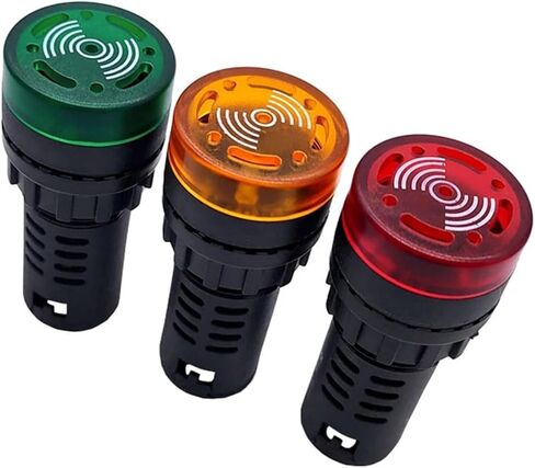 5pcs Buzzer Intermittent Sound LED Light Flashing Indicator AC/DC Alarm 12V 24V 110V 220V Lamp(Green 12V) in Saudi Arabia