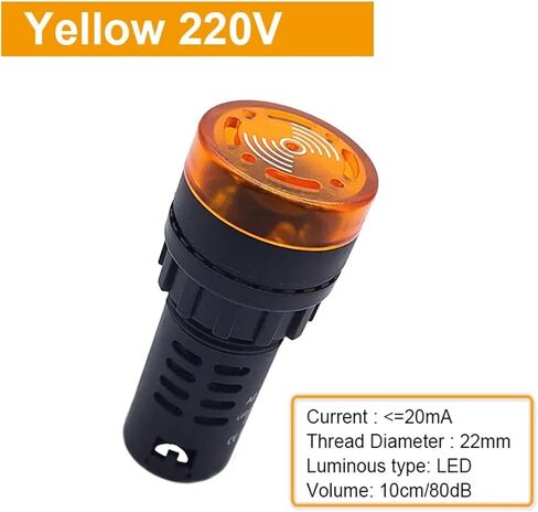 5pcs Buzzer Intermittent Sound LED Light Flashing Indicator AC/DC Alarm 12V 24V 110V 220V Lamp(Green 12V) in Saudi Arabia