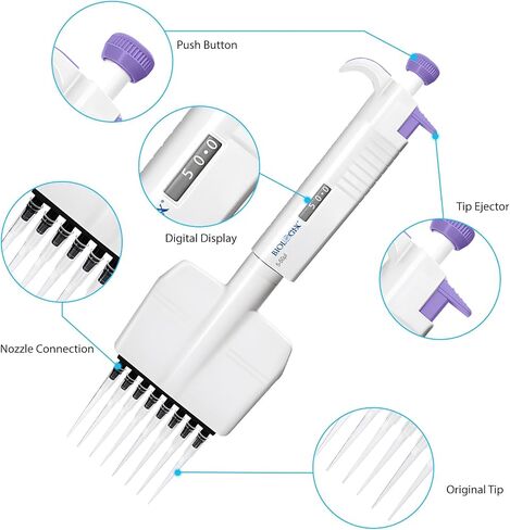 ماصة متعددة القنوات 8 قنوات ، نطاق حجم micropette pipettor من 50-300 ul ، زيادات من 5 ul ، micropipette عالية الدقة قابلة للتعديل للمختبر ، حالة 1 in Saudi Arabia