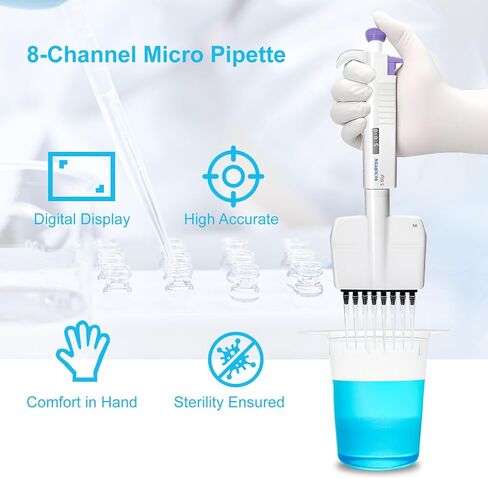 ماصة متعددة القنوات 8 قنوات ، نطاق حجم micropette pipettor من 50-300 ul ، زيادات من 5 ul ، micropipette عالية الدقة قابلة للتعديل للمختبر ، حالة 1 in Saudi Arabia