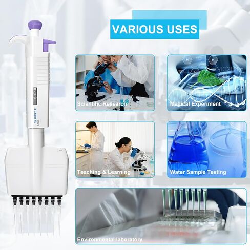 ماصة متعددة القنوات 8 قنوات ، نطاق حجم micropette pipettor من 50-300 ul ، زيادات من 5 ul ، micropipette عالية الدقة قابلة للتعديل للمختبر ، حالة 1 in Saudi Arabia