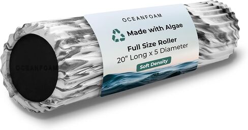 Oceanfoam Soft Tidal Roller (Black Marbled) - Low Density Foam Roller for Physical Therapy, Back Pain, Excercise & Stretching - Wave Textured - Yoga, Athletics, & Wellness - Full Size, 20" x 5" in Saudi Arabia