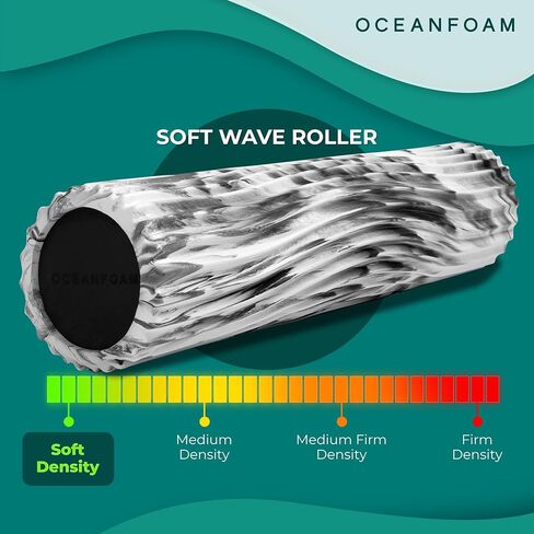 Oceanfoam Soft Tidal Roller (Black Marbled) - Low Density Foam Roller for Physical Therapy, Back Pain, Excercise & Stretching - Wave Textured - Yoga, Athletics, & Wellness - Full Size, 20" x 5" in Saudi Arabia