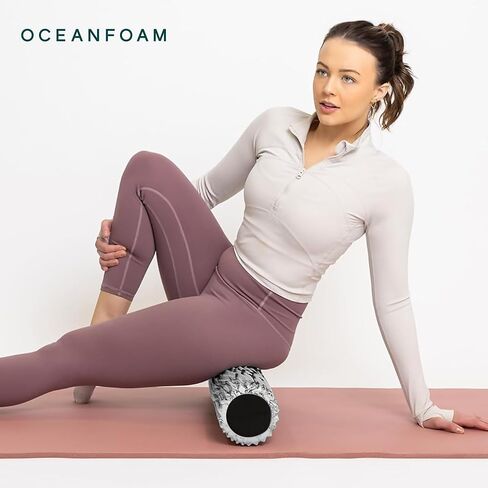Oceanfoam Soft Tidal Roller (Black Marbled) - Low Density Foam Roller for Physical Therapy, Back Pain, Excercise & Stretching - Wave Textured - Yoga, Athletics, & Wellness - Full Size, 20" x 5" in Saudi Arabia