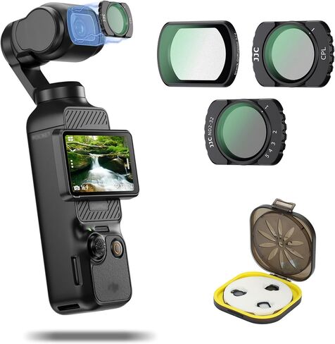 JJC 3Pcs Magnetic Filter Kit Set for DJI OSMO Pocket 3, CPL, NDV2-32, Black Mist 1/4 Filter Set Compatible with Pocket3, Ultra Slim Frame HD Optical & Multi Coated in Saudi Arabia
