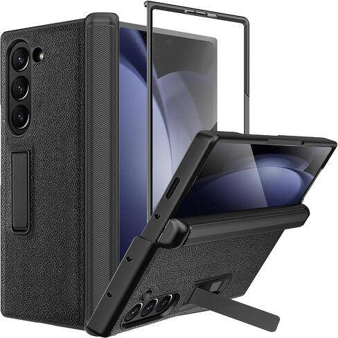 Ninki for Samsung Galaxy Z Fold 7 Case مع واقي شاشة الخصوصية والوقوف ، ومفصلات واقية كاملة من الجلد غير اللامع ، غلاف الهاتف Z Fold7 لـ Samsung Zfold 7-ألياف الكربون in Kuwait