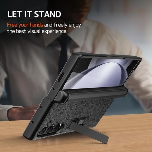 Ninki for Samsung Galaxy Z Fold 7 Case مع واقي شاشة الخصوصية والوقوف ، ومفصلات واقية كاملة من الجلد غير اللامع ، غلاف الهاتف Z Fold7 لـ Samsung Zfold 7-ألياف الكربون in Kuwait