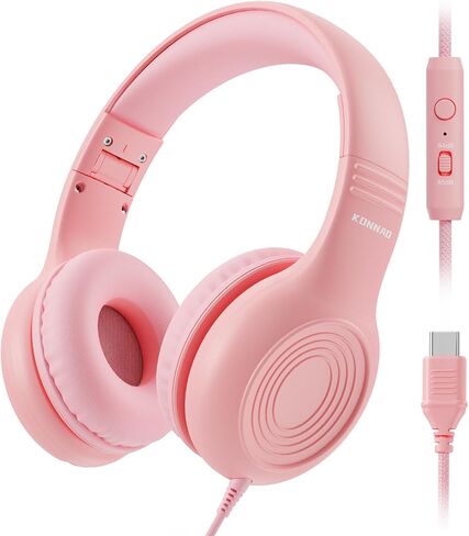 Upgrade USB Type C Kids Headphones, Wired Headphones for Kids with Microphone for Boys Girls, Adjustable 85dB/94dB Volume Limited (Navy/Blue) in Saudi Arabia