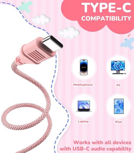 Upgrade USB Type C Kids Headphones, Wired Headphones for Kids with Microphone for Boys Girls, Adjustable 85dB/94dB Volume Limited (Navy/Blue) in Saudi Arabia