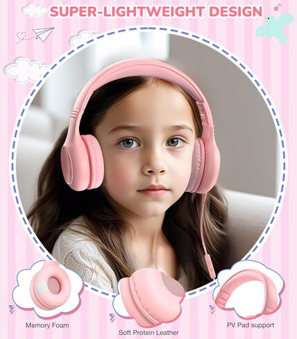 Upgrade USB Type C Kids Headphones, Wired Headphones for Kids with Microphone for Boys Girls, Adjustable 85dB/94dB Volume Limited (Navy/Blue) in Saudi Arabia
