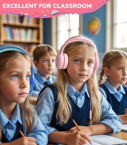 Upgrade USB Type C Kids Headphones, Wired Headphones for Kids with Microphone for Boys Girls, Adjustable 85dB/94dB Volume Limited (Navy/Blue) in Saudi Arabia