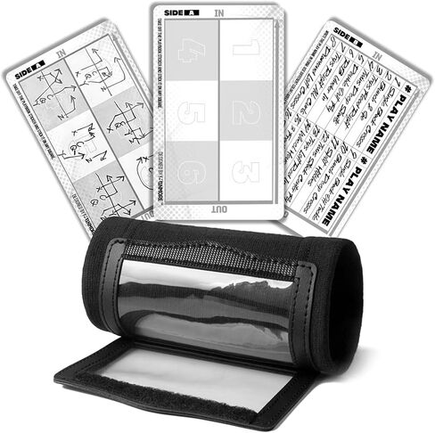 1Nmore Football Wristbands مع Playbook ، مدرب معصم قورتربك للشباب ، معصم الكرة اللينة مع بطاقات أسود in Kuwait