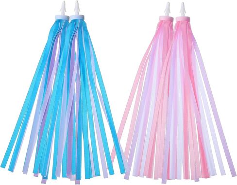 2 Pairs Bike Streamers Rainbow Bike Tassels Bicycle Handlebar Ribbons Colorful Handle Bar Grips Accessories for Scooter Bicycle Tricycle Ornaments in Saudi Arabia