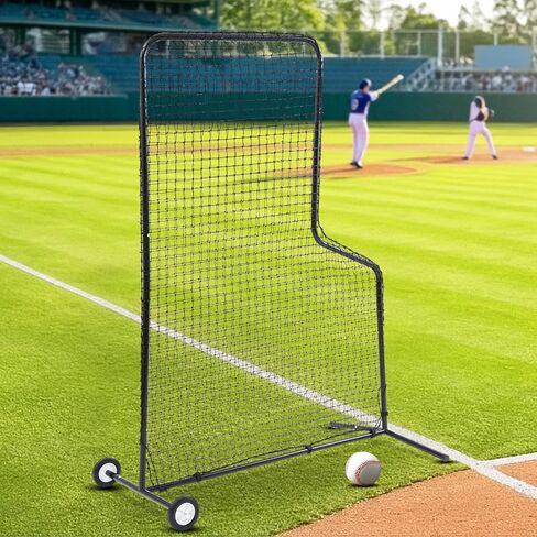 Soulchen L Screen Baseball Pitching Net 7 × 5 أقدام واقي من الجسم الشاشة سلامة القفص لقيادة الخط الفائق في إطار الصلب الثقيل ، الأسود in Kuwait