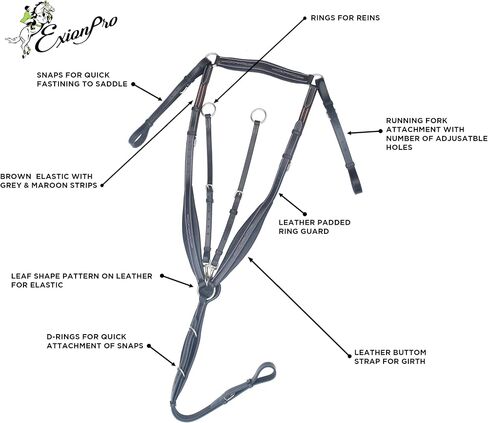 Exion Designer Horse Breastplate/English Breast Collar for Horse | Anatomical Petal-Shape Padding | Adjustable Wither Strap & Soft Calfskin Lining | Running Martingale with Snaps in Saudi Arabia