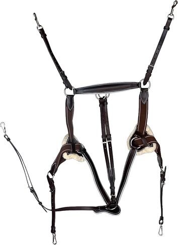 Leather Horse Size 5 Point Elastic Breastplate and Running Attachment with Color Trim (Black with White) in Kuwait