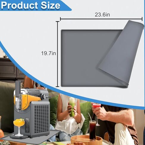 Slushie Machine Mat Margarita Machine Silicone Mat, Table Mat for Ninja Frozen Drink Maker, Slushy Machine Tray Cocktail Machine Soft Silicone Drip Pan, Non-Slip Waterproof Slush Pad 23.6''x19.7'' in Kuwait
