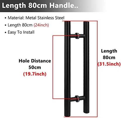 50/60/ 80/120/ 150 cm Shower Door Handle Replacement, Modern Black Front Door Handles/Satin Nickel Push Pull Handle Bar, Double Sided, Barn Sliding Door (Size : Length 80cm(31.5inch)) in Saudi Arabia
