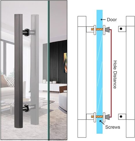 Push Pull Bar Handle,20 30 40 Inch Length Door Handle for Sliding Glass Door,Square Front Door Push Pull Handles for Mall Home Company,Stainless Steel in Saudi Arabia