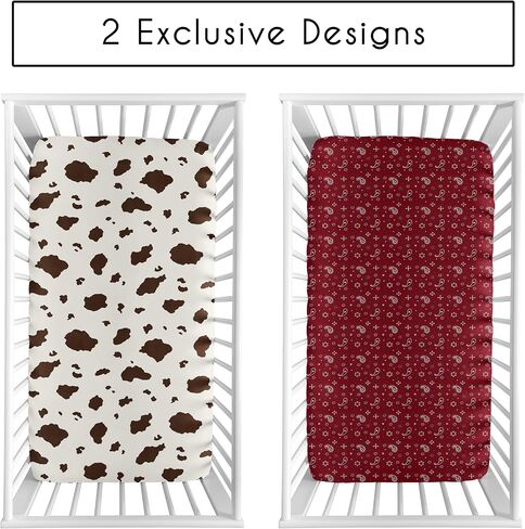Wild West Cowboy Fitted Crib Sheet for Baby and Toddler Bedding Sets by Sweet Jojo Designs - Cow Print in Kuwait