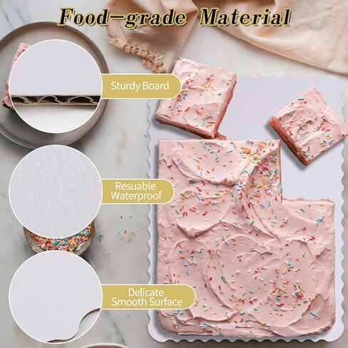 15 حزمة 19 × 14 بوصة ألواح كعكة مستطيل مقاوم للاسترخاء ، لوحة كعكة كعكة واحدة مموجة مميزة من لوحة الكعكة نصف ورقة للكعكة ، قاعدة الحلوى ، كب كيك وبيتزا الكيك (الذهب) in Kuwait