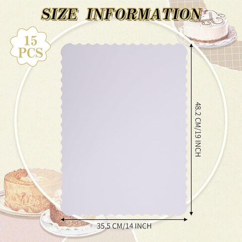 15 حزمة 19 × 14 بوصة ألواح كعكة مستطيل مقاوم للاسترخاء ، لوحة كعكة كعكة واحدة مموجة مميزة من لوحة الكعكة نصف ورقة للكعكة ، قاعدة الحلوى ، كب كيك وبيتزا الكيك (الذهب) in Kuwait