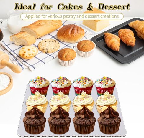 15 حزمة 19 × 14 بوصة ألواح كعكة مستطيل مقاوم للاسترخاء ، لوحة كعكة كعكة واحدة مموجة مميزة من لوحة الكعكة نصف ورقة للكعكة ، قاعدة الحلوى ، كب كيك وبيتزا الكيك (الذهب) in Kuwait