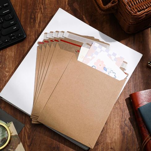Fainne 200 Pack 6 x 8 Inch Rigid Mailers Self Adhesive Seal Photo Document Mailers 250gsm Keep Flat Kraft Photography Cardboard Envelopes for Shipping Cd, Photo, Gift Card, Document, Paper in Saudi Arabia