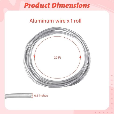 20 Feet Aluminum Craft Wire, 0.2 Inches Thick Metal Wire for Sculpting, Gardening, Floral Arrangements, Jewelry, and DIY Crafts in Saudi Arabia