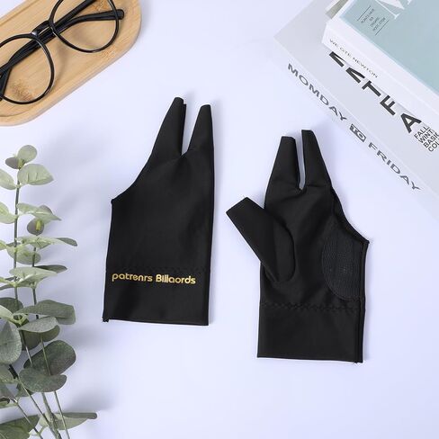 Xindojuz 2 PCS Pool Glove اليد اليسرى ، 3 البلياردو المتين قفازات SNOOKER احترافية جديلة القفازات الرياضية القفازات الأحجام الشعبية للرجال والنساء (أسود) in Kuwait