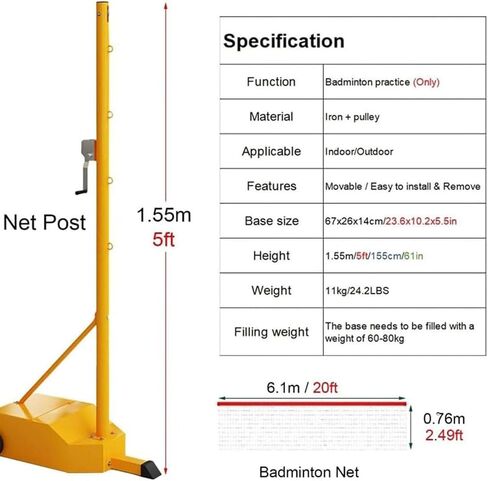 Volleyball Poles Net, Badminton Set, Portable Stand, for Court Training and Outdoor Sports in Saudi Arabia