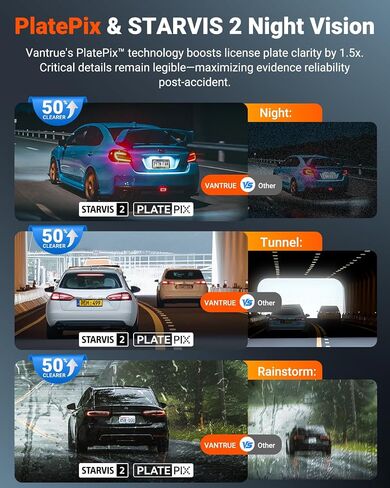 Vantrue N4S 3 Channel WiFi Dash Cam ، Starvis 2 ، PlatePix ™ ، 2.7k+1440p+1440 Front Inside Dashcam ، HDR ، IR Night Vision ، Voice Control ، GPS ، Support LTE ، وضع وقوف السيارات على مدار 24/7 ، دعم 1 تيراب كحد أقصى in Kuwait