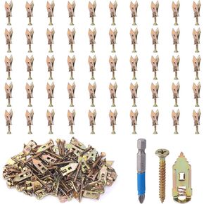 101pcs Drywall Self Drilling Anchors Kit, Manganese Steel Plasterboard Anchors with Screws and PH2 Blue Bit Wall Fixings Plugs for Cabinets TV Shelves Curtains Bicycles (No Drill Needed) in Kuwait